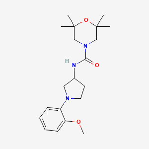 molecular formula C20H31N3O3 B7205602 N-[1-(2-methoxyphenyl)pyrrolidin-3-yl]-2,2,6,6-tetramethylmorpholine-4-carboxamide 