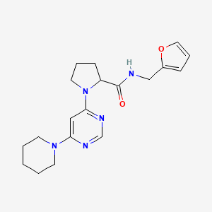 molecular formula C19H25N5O2 B7205645 N-(furan-2-ylmethyl)-1-(6-piperidin-1-ylpyrimidin-4-yl)pyrrolidine-2-carboxamide 