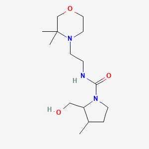 molecular formula C15H29N3O3 B7205704 N-[2-(3,3-dimethylmorpholin-4-yl)ethyl]-2-(hydroxymethyl)-3-methylpyrrolidine-1-carboxamide 