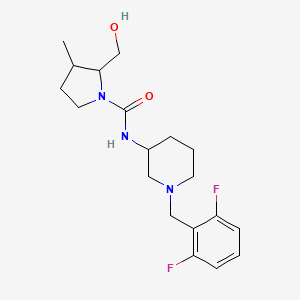 molecular formula C19H27F2N3O2 B7205709 N-[1-[(2,6-difluorophenyl)methyl]piperidin-3-yl]-2-(hydroxymethyl)-3-methylpyrrolidine-1-carboxamide 
