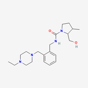 molecular formula C21H34N4O2 B7205714 N-[[2-[(4-ethylpiperazin-1-yl)methyl]phenyl]methyl]-2-(hydroxymethyl)-3-methylpyrrolidine-1-carboxamide 