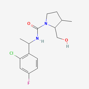 molecular formula C15H20ClFN2O2 B7205716 N-[1-(2-chloro-4-fluorophenyl)ethyl]-2-(hydroxymethyl)-3-methylpyrrolidine-1-carboxamide 