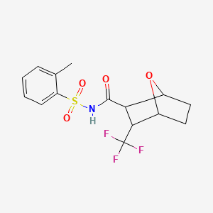 molecular formula C15H16F3NO4S B7205745 N-(2-methylphenyl)sulfonyl-3-(trifluoromethyl)-7-oxabicyclo[2.2.1]heptane-2-carboxamide 