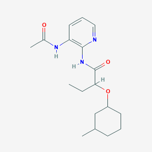 molecular formula C18H27N3O3 B7205954 N-(3-acetamidopyridin-2-yl)-2-(3-methylcyclohexyl)oxybutanamide 