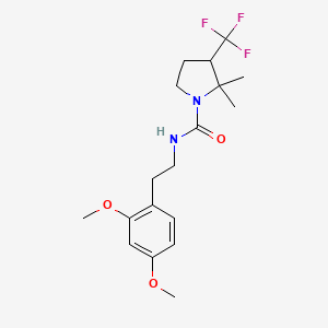 molecular formula C18H25F3N2O3 B7206001 N-[2-(2,4-dimethoxyphenyl)ethyl]-2,2-dimethyl-3-(trifluoromethyl)pyrrolidine-1-carboxamide 