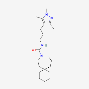 molecular formula C21H36N4O B7206067 N-[3-(1,3,5-trimethylpyrazol-4-yl)propyl]-9-azaspiro[5.6]dodecane-9-carboxamide 