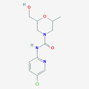 molecular formula C12H16ClN3O3 B7206121 N-(5-chloropyridin-2-yl)-2-(hydroxymethyl)-6-methylmorpholine-4-carboxamide 