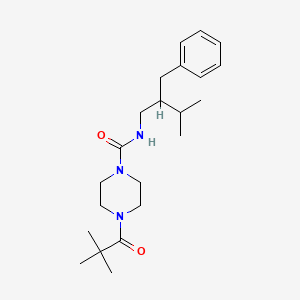 molecular formula C22H35N3O2 B7206147 N-(2-benzyl-3-methylbutyl)-4-(2,2-dimethylpropanoyl)piperazine-1-carboxamide 