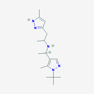 molecular formula C17H29N5 B7206162 N-[1-(1-tert-butyl-5-methylpyrazol-4-yl)ethyl]-1-(5-methyl-1H-pyrazol-3-yl)propan-2-amine 
