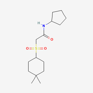 molecular formula C15H27NO3S B7206257 N-cyclopentyl-2-(4,4-dimethylcyclohexyl)sulfonylacetamide 
