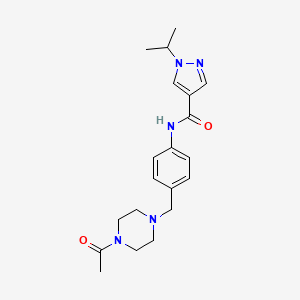 molecular formula C20H27N5O2 B7206316 N-[4-[(4-acetylpiperazin-1-yl)methyl]phenyl]-1-propan-2-ylpyrazole-4-carboxamide 