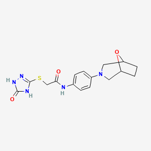 molecular formula C16H19N5O3S B7206439 N-[4-(8-oxa-3-azabicyclo[3.2.1]octan-3-yl)phenyl]-2-[(5-oxo-1,4-dihydro-1,2,4-triazol-3-yl)sulfanyl]acetamide 