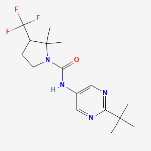 molecular formula C16H23F3N4O B7206445 N-(2-tert-butylpyrimidin-5-yl)-2,2-dimethyl-3-(trifluoromethyl)pyrrolidine-1-carboxamide 
