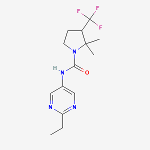 molecular formula C14H19F3N4O B7206461 N-(2-ethylpyrimidin-5-yl)-2,2-dimethyl-3-(trifluoromethyl)pyrrolidine-1-carboxamide 