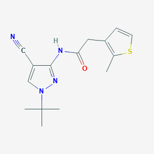 molecular formula C15H18N4OS B7206568 N-(1-tert-butyl-4-cyanopyrazol-3-yl)-2-(2-methylthiophen-3-yl)acetamide 