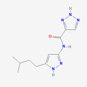 molecular formula C11H16N6O B7206609 N-[5-(3-methylbutyl)-1H-pyrazol-3-yl]-2H-triazole-4-carboxamide 