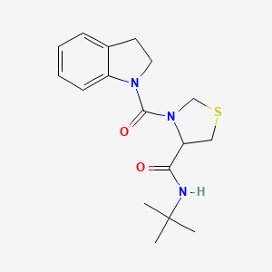 molecular formula C17H23N3O2S B7206770 N-tert-butyl-3-(2,3-dihydroindole-1-carbonyl)-1,3-thiazolidine-4-carboxamide 