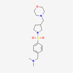 molecular formula C18H29N3O3S B7206807 N,N-dimethyl-1-[4-[3-(morpholin-4-ylmethyl)pyrrolidin-1-yl]sulfonylphenyl]methanamine 