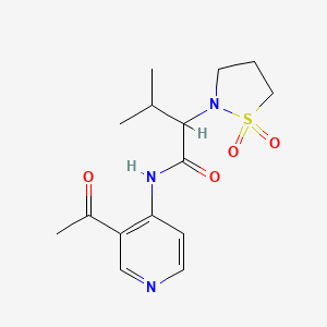 molecular formula C15H21N3O4S B7206832 N-(3-acetylpyridin-4-yl)-2-(1,1-dioxo-1,2-thiazolidin-2-yl)-3-methylbutanamide 