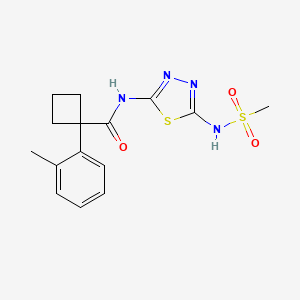 molecular formula C15H18N4O3S2 B7206881 N-[5-(methanesulfonamido)-1,3,4-thiadiazol-2-yl]-1-(2-methylphenyl)cyclobutane-1-carboxamide 
