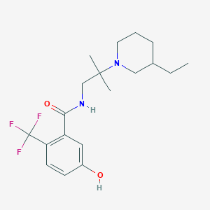 molecular formula C19H27F3N2O2 B7206951 N-[2-(3-ethylpiperidin-1-yl)-2-methylpropyl]-5-hydroxy-2-(trifluoromethyl)benzamide 