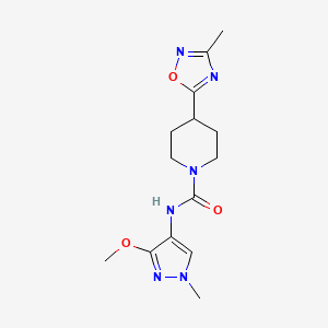 molecular formula C14H20N6O3 B7207174 N-(3-methoxy-1-methylpyrazol-4-yl)-4-(3-methyl-1,2,4-oxadiazol-5-yl)piperidine-1-carboxamide 