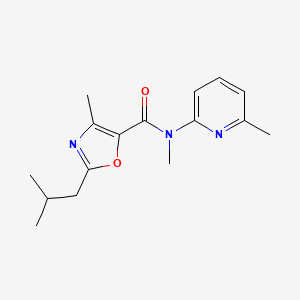 molecular formula C16H21N3O2 B7207210 N,4-dimethyl-2-(2-methylpropyl)-N-(6-methylpyridin-2-yl)-1,3-oxazole-5-carboxamide 