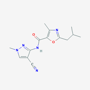 molecular formula C14H17N5O2 B7207216 N-(4-cyano-1-methylpyrazol-3-yl)-4-methyl-2-(2-methylpropyl)-1,3-oxazole-5-carboxamide 