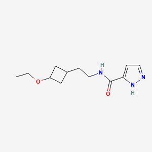 molecular formula C12H19N3O2 B7207242 N-[2-(3-ethoxycyclobutyl)ethyl]-1H-pyrazole-5-carboxamide 
