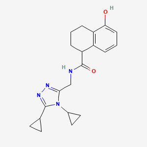 molecular formula C20H24N4O2 B7207346 N-[(4,5-dicyclopropyl-1,2,4-triazol-3-yl)methyl]-5-hydroxy-1,2,3,4-tetrahydronaphthalene-1-carboxamide 