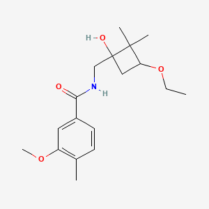 molecular formula C18H27NO4 B7207413 N-[(3-ethoxy-1-hydroxy-2,2-dimethylcyclobutyl)methyl]-3-methoxy-4-methylbenzamide 