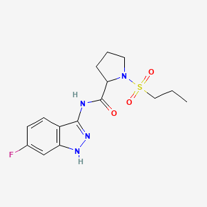 molecular formula C15H19FN4O3S B7207417 N-(6-fluoro-1H-indazol-3-yl)-1-propylsulfonylpyrrolidine-2-carboxamide 