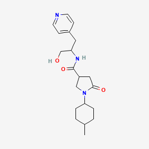 molecular formula C20H29N3O3 B7207486 N-(1-hydroxy-3-pyridin-4-ylpropan-2-yl)-1-(4-methylcyclohexyl)-5-oxopyrrolidine-3-carboxamide 