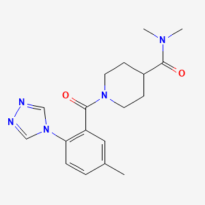molecular formula C18H23N5O2 B7207520 N,N-dimethyl-1-[5-methyl-2-(1,2,4-triazol-4-yl)benzoyl]piperidine-4-carboxamide 