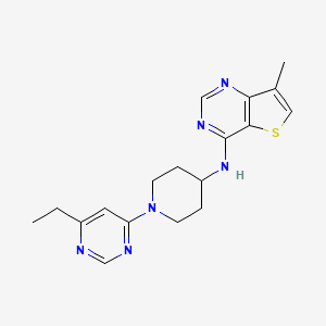 molecular formula C18H22N6S B7207573 N-[1-(6-ethylpyrimidin-4-yl)piperidin-4-yl]-7-methylthieno[3,2-d]pyrimidin-4-amine 