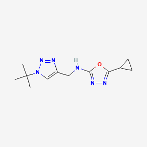 molecular formula C12H18N6O B7207631 N-[(1-tert-butyltriazol-4-yl)methyl]-5-cyclopropyl-1,3,4-oxadiazol-2-amine 