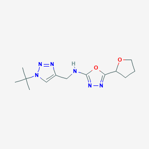 molecular formula C13H20N6O2 B7207649 N-[(1-tert-butyltriazol-4-yl)methyl]-5-(oxolan-2-yl)-1,3,4-oxadiazol-2-amine 