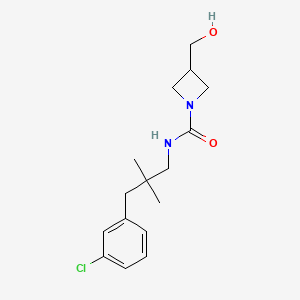 molecular formula C16H23ClN2O2 B7207774 N-[3-(3-chlorophenyl)-2,2-dimethylpropyl]-3-(hydroxymethyl)azetidine-1-carboxamide 