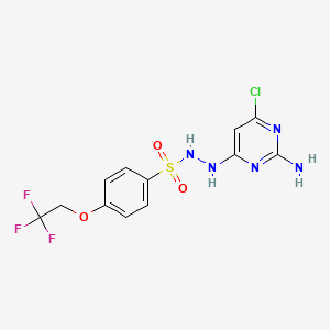 molecular formula C12H11ClF3N5O3S B7207777 N'-(2-amino-6-chloropyrimidin-4-yl)-4-(2,2,2-trifluoroethoxy)benzenesulfonohydrazide 