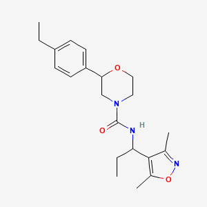 molecular formula C21H29N3O3 B7207783 N-[1-(3,5-dimethyl-1,2-oxazol-4-yl)propyl]-2-(4-ethylphenyl)morpholine-4-carboxamide 
