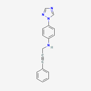 molecular formula C17H14N4 B7207836 N-(3-phenylprop-2-ynyl)-4-(1,2,4-triazol-1-yl)aniline 