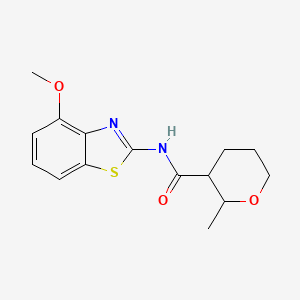 molecular formula C15H18N2O3S B7207873 N-(4-methoxy-1,3-benzothiazol-2-yl)-2-methyloxane-3-carboxamide 