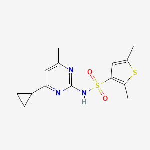 molecular formula C14H17N3O2S2 B7207938 N-(4-cyclopropyl-6-methylpyrimidin-2-yl)-2,5-dimethylthiophene-3-sulfonamide 