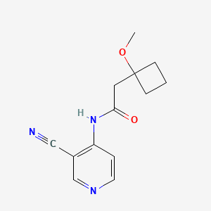 molecular formula C13H15N3O2 B7207945 N-(3-cyanopyridin-4-yl)-2-(1-methoxycyclobutyl)acetamide 