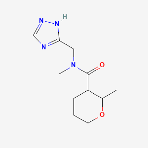 molecular formula C11H18N4O2 B7207962 N,2-dimethyl-N-(1H-1,2,4-triazol-5-ylmethyl)oxane-3-carboxamide 