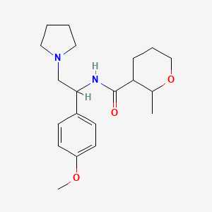 molecular formula C20H30N2O3 B7208098 N-[1-(4-methoxyphenyl)-2-pyrrolidin-1-ylethyl]-2-methyloxane-3-carboxamide 