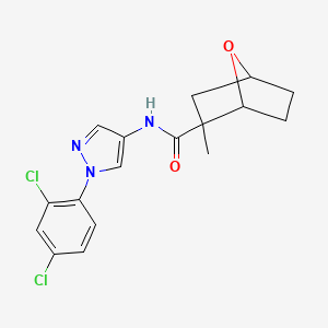 molecular formula C17H17Cl2N3O2 B7208195 N-[1-(2,4-dichlorophenyl)pyrazol-4-yl]-2-methyl-7-oxabicyclo[2.2.1]heptane-2-carboxamide 