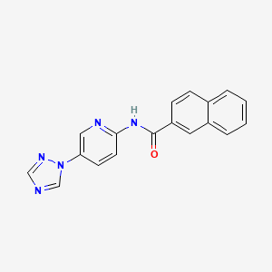 molecular formula C18H13N5O B7208465 N-[5-(1,2,4-triazol-1-yl)pyridin-2-yl]naphthalene-2-carboxamide 