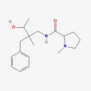 molecular formula C18H28N2O2 B7208479 N-(2-benzyl-3-hydroxy-2-methylbutyl)-1-methylpyrrolidine-2-carboxamide 