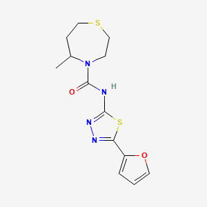 molecular formula C13H16N4O2S2 B7208579 N-[5-(furan-2-yl)-1,3,4-thiadiazol-2-yl]-5-methyl-1,4-thiazepane-4-carboxamide 